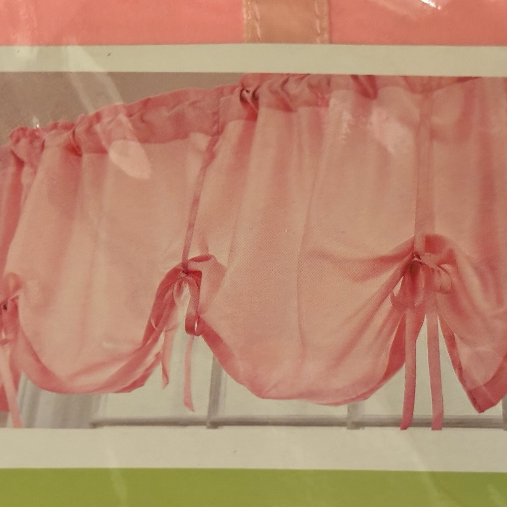 Charming Pink Window Valance With Satin Ribbon Accents ✨ Set of Two